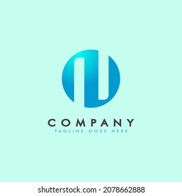 Resumen De La Letra Inicial N Logotipo Círculo. Letra azul N Círculo Geométrico. Ilustración del vector de diseño