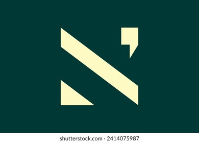 Abstract Initial Letter N with Coma Logo Icon Combination. Usable for Business and Branding Logos.