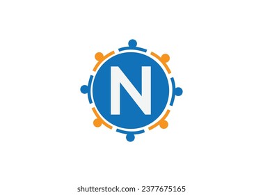 Abstract Initial Letter N Connecting People Logo.