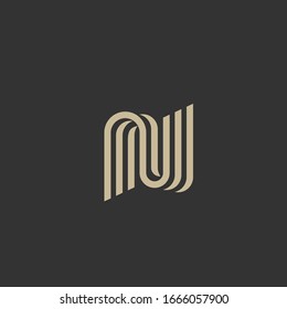 Abstract Initial Letter N Creative Logo from lines. Minimalist, simple, digital and modern logotype design.