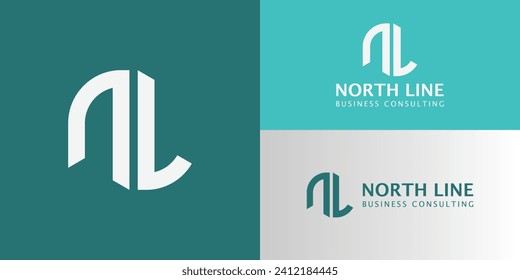 abstract initial letter N and L logo in black and blue color isolated in white background applied for business consultant logo also suitable for the brands or companies that have initial name NL or LN