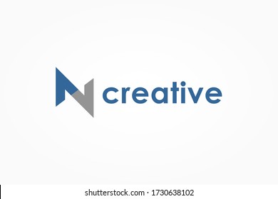 Abstract Initial Letter N Logo. Blue Arrow Up and Grey Arrow Down Combination. Usable for Business, Technology and Building Logos. Flat Vector Logo Design Template Element.