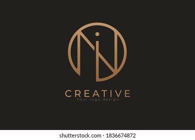 Abstract initial letter I and N logo, usable for branding and business logos, Flat Logo Design Template, vector illustration