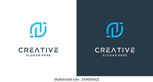 Abstract initial letter N logo design inspiration