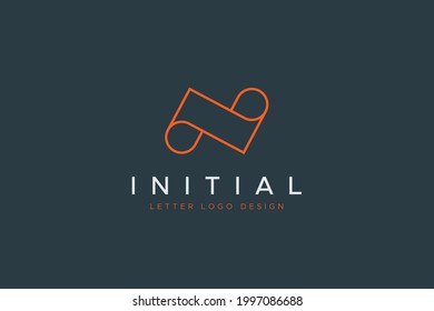 Abstract Initial Letter N Logo. Red Geometric Line Infinity Style isolated on Dark Background. Usable for Business and Branding Logos. Flat Vector Logo Design Template Element.