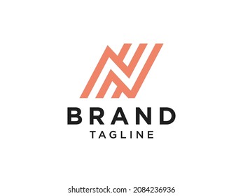 Abstract Initial Letter N Logo. Orange Geometric Shape Origami Style isolated on White Background. Usable for Business and Branding Logos. Flat Vector Logo Design Template Element