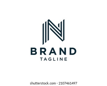 Resumen Letra inicial N Logo Línea cuadrada redondeada. Elemento de plantilla de diseño de logotipo de vectores planos