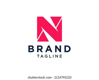 Abstract Initial Letter N Logo. Red Geometric Line  Style isolated on white Background. Usable for Business and Branding Logos. Flat Vector Logo Design Template Element.