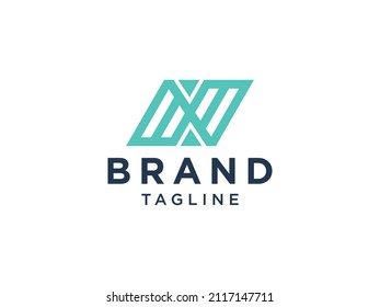 Abstract Initial Letter N Logo. Green  Square Geometric Line Style isolated on White Background. Usable for Business and Branding Logos. Flat Vector Logo Design Template Element.