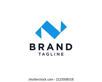 Abstract Initial Letter N Logo. White Geometric Rounded Line isolated on White  Background. Flat Vector Logo Design Template Element.