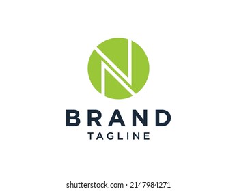 Abstract Initial Letter N Logo. Green with Negative Space Letter inside. Usable for Business and Technology Logos. Flat Vector Logo Design Template Element.