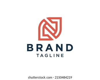 Abstract Initial Letter N Logo. Red Linear Geometric Style isolated on White Background. Usable for Business and Technology Logos. Flat Vector Logo Design Template Element.
