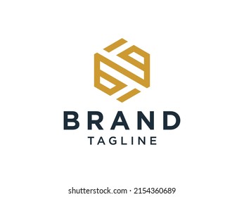 Abstract Initial Letter  N Logo. Gold Square Rounded Line Linked Style isolated on White Background. Usable for Business and Technology Logos. Flat Vector Logo Design Template Element.
