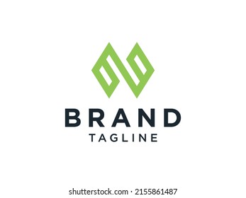Abstract Initial Letter N Logo. Green Linked Letter Origami Style isolated on White Background. Flat Vector Logo Design Template Element.