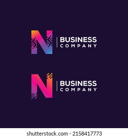 Abstract Initial Letter N Logo, Pixels Technology and Digital Branding
