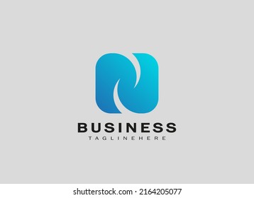 Abstract Initial Letter N Logo. Usable for Technology, Branding and Business Logos. Flat Vector Design Template Element