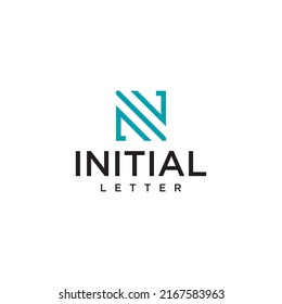 Abstract Initial Letter N Logo With Line Graphic Design Vector