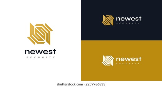 Abstract Initial Letter N Logo in Gold Gradient Style. For Business and Technology Company Logo