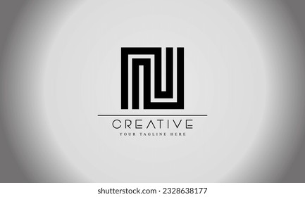 Abstract Initial Letter N Logo. Black Geometric Shape Linear square Style isolated on white Background. Usable for Business and Branding Logos. Flat Vector Logo Design Template Element.