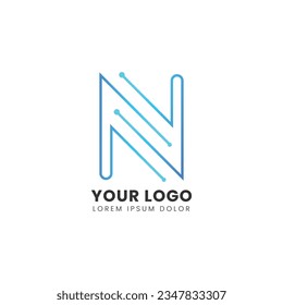 Abstraktes Initialbuchstabe N Logo. Für Unternehmens- und Technologielogos geeignet.
