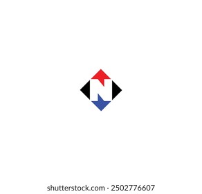 Abstract Initial Letter N Logo. Red Arrow Up and Blue Arrow Down with Negative Space Letter inside. Usable for Business and Technology Logos. Flat Vector Logo Design Template Element.