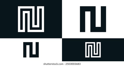 Abstract initial letter N logo design with square shape. Premium Vector