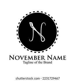 Abstract Initial Letter N for Tailor logo, thread and needle. vector illustration best logo design.