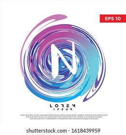 abstract initial letter n watercolor logo. modern icon, template design