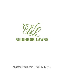 Abstract initial letter NL or LN logo in green color isolated on white background applied for lawn business company logo design inspiration template