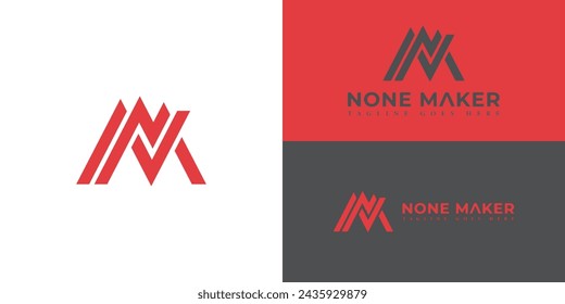 Abstract initial letter NM or MN logo in red color isolated in multiple backgrounds. monogram initial letter nm logo design vector. Red-letter NM logo for personal branding logo design inspiration