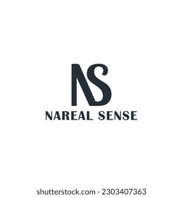 Abstract initial letter NS or SN logo in black color isolated in white background. Initial Letter NS Logo Design Creative Modern Symbol Icon. Black letter NS for real estate logo.