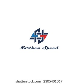 Abstract initial letter NS or SN logo in blue color isolated in white background. NS company linked letter logo. Blue letter NS for racing sports logo.