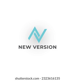 Abstract initial letter NV or VN logo in blue color isolated in white background. Initial letter VN or NV logo template colored blue triangle design for business and company identity.