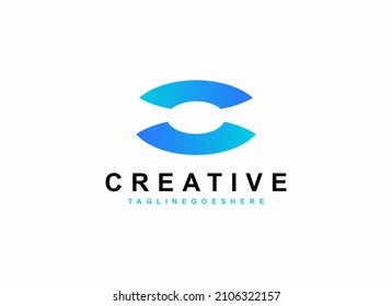 Abstract Initial Letter O and C Logo. Blue Gradient Circular Letter O or C Isolated on White Background. Usable for Business and Technology Logos. Flat Vector Logo Design Template Element.