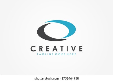 Abstract Initial Letter O Logo. Blue Grey Circular Waves Style. Usable for Business and Technology Logos. Flat Vector Logo Design Template Element.
