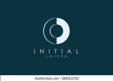 Abstract Initial Letter O Logo. White Shape Circle Line Style isolated on Blue Background. Usable for Business and Branding Logos. Flat Vector Logo Design Template Element.