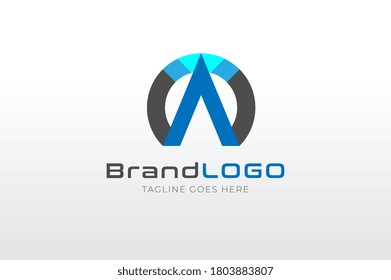 Resumen del logotipo inicial de la letra A y O, utilizable para logotipos empresariales, plantilla de diseño de logotipos planos, ilustración vectorial