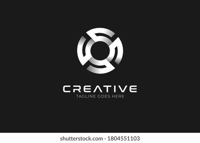 Resumen Logotipo de letra inicial O, utilizable para logotipos empresariales y tecnológicos, ilustración vectorial