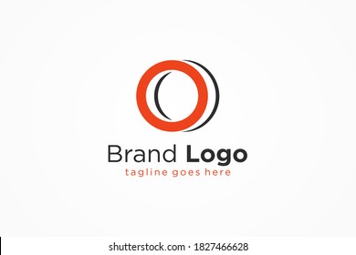 Abstract Initial Letter O Logo. Orange Circle Shape with Grey Shadow Infinity Style isolated on White Background. Usable for Business and Branding Logos. Flat Vector Logo Design Template Element.