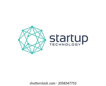 Abstract Initial Letter O Logo. Blue Circular Line with Connected Dots isolated on White Background. Usable for Business and Technology Logos. Flat Vector Logo Design Template Element.