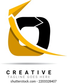 Abstract initial letter O logo. Black and Yellow isolate on white background. Usable for a company identity, travel, Business, and Branding Logos. Flat vector logo design template element