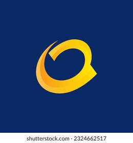 Abstract Initial Letter O Logo. Orange Circular Rounded Line Infinity Style isolated on Blue Background.EPS 10