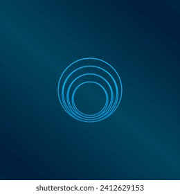 Abstract Initial Letter O Logo. Blue Circular Rounded Line Infinity Style isolated on Blue Background.