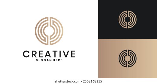 Abstract initial letter O logo design, luxury circular line style