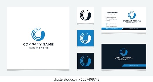 abstract initial letter O technology logo design, business card template vector