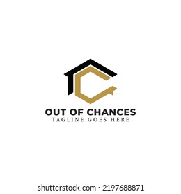 Abstract initial letter OC or CO logo in black and gold color isolated in white background applied for business and consulting education logo also suitable for the brands or companies