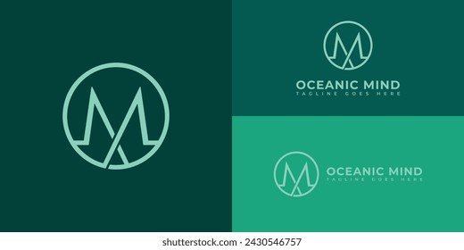 Abstract initial letter OM or MO logo in soft green color presented with multiple green background colors. The logo is suitable for spa and wellness company logo design inspiration templates.