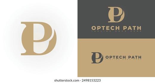 Abstract initial letter OP or PO in gold color isolated on multiple background colors. The logo is suitable for tech skills apprenticeship logo design inspiration templates.