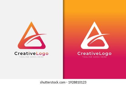 Abstract Initial Letter A with Orange Triangle Logo Design. Usable For Business Brand and Company. Vector Logo Illustration.