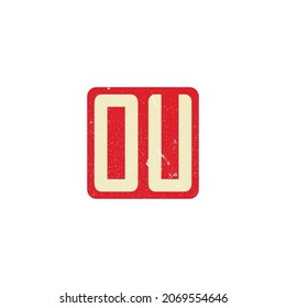 Abstract initial letter OU or UO logo in red color isolated in white background applied for business and finance logo design also suitable for the brand or company that has initial name UO or OU